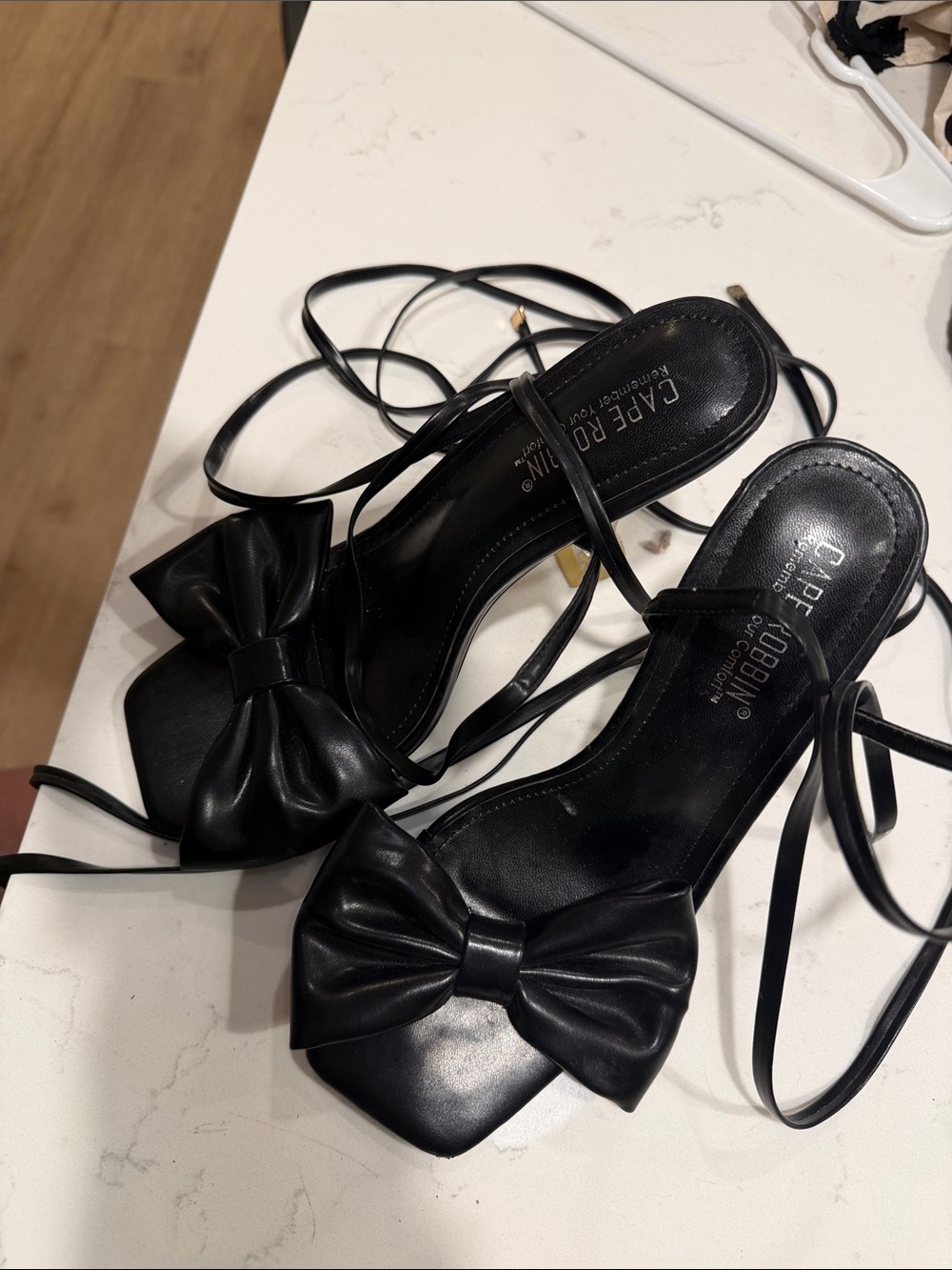 Cape Robbin Black Bow-Tie lace up Heels